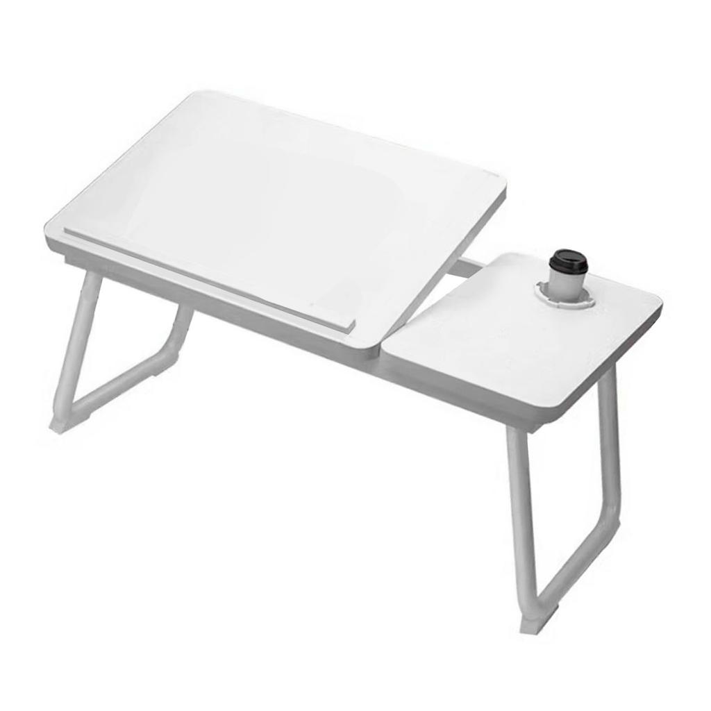 Mesa de Cama Dobrável Multifuncional Mesa de Estudo com Porta-Copos Tampo Elevável Mesa para Laptop para Casa