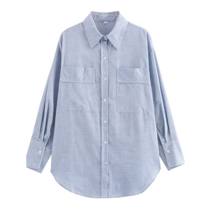Kaslead New Arrival Women's Clothing Fashion Style Fashion Casual Minimalist with Striped Style with Pockets Shirt 3232232