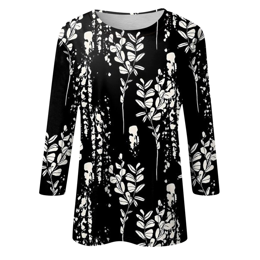 3/4-Ärmel-Shirts für Damen, süße Oberteile, grafische T-Shirts, Blusen, lässig, Übergröße, Basic-Oberteile, Pullover