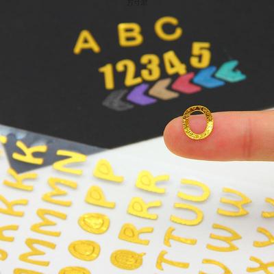 Goldene & Silberne Englische Buchstaben- und Zahlenssticker für DIY-Notizbücher, Alben, Tagebücher, Abschlusskappen und Tastaturen
