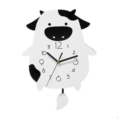Cartoon Cow Shaped Wall Clock Non Ticking Silent Art Hanging Ornament Home Decor Decorative