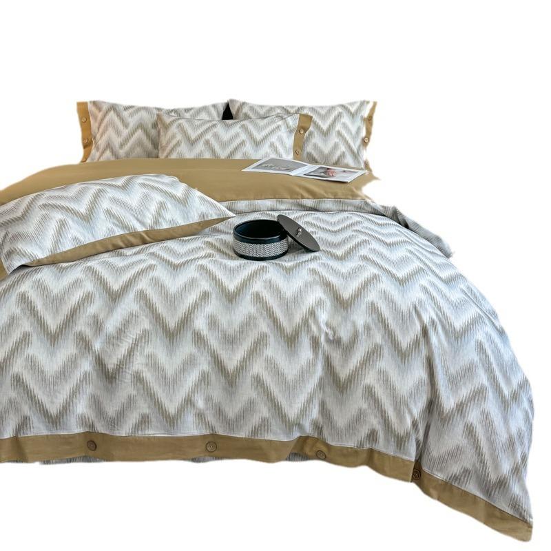 High-End Abraded 4Pcs Set Of Pure Cotton Thickened Light Luxury Cotton Super Soft Bedding Direct Sales