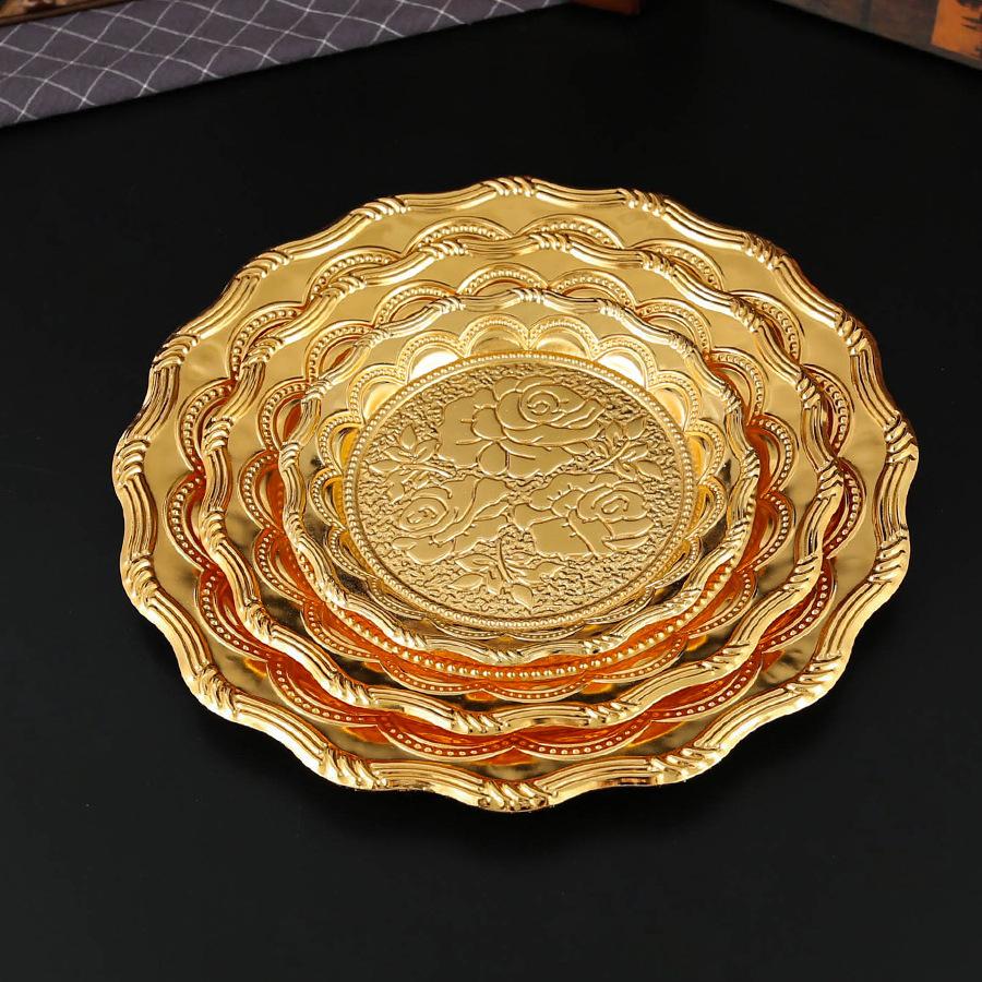 Leichter Luxus Europäische Rose Runder Tablett Snacktablett Verdicktes Obsttablett Kreatives Teetablett High-End Dinner Tablett Handwerk