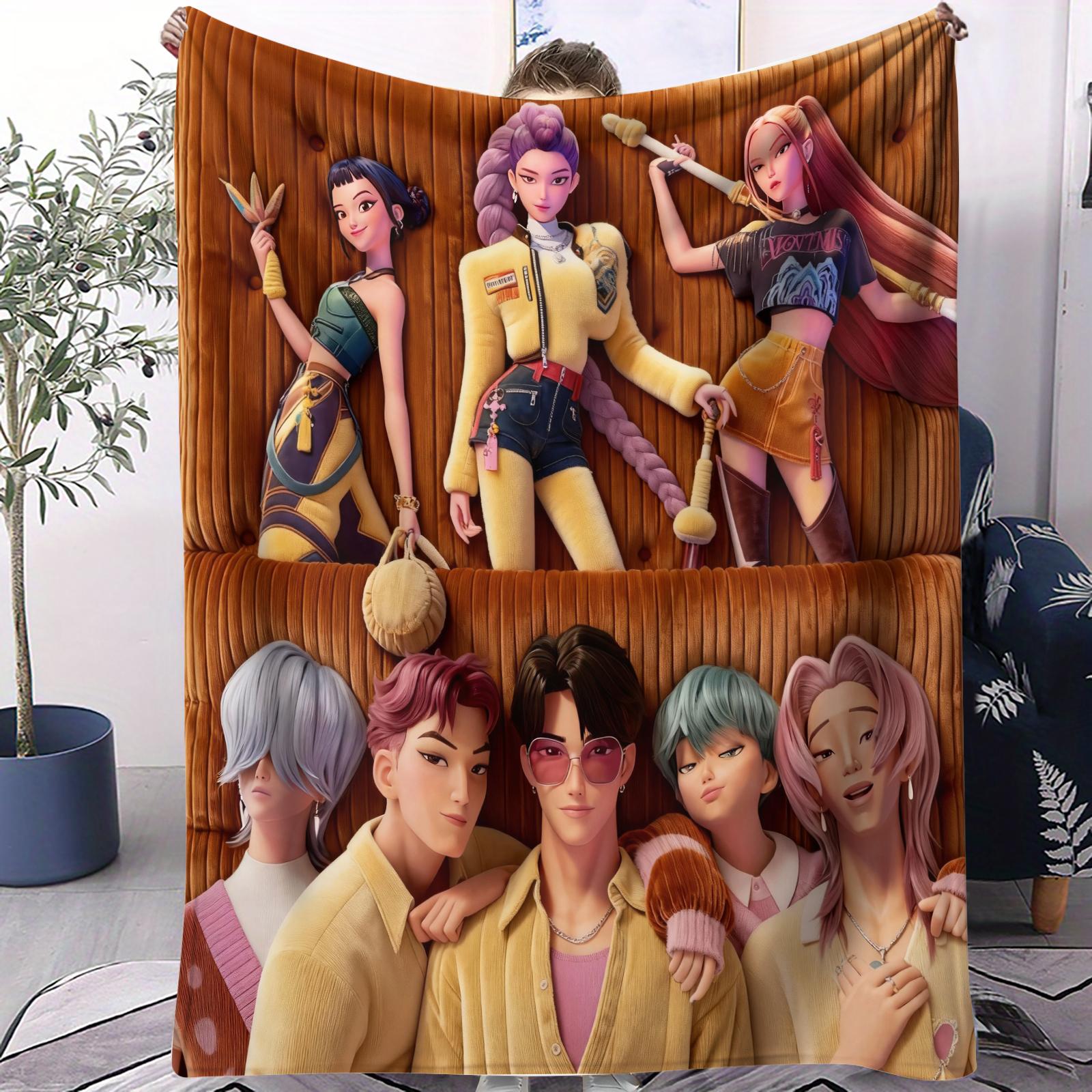 

Bestseller Compact KPop Devil Hunter Blanket With Small Cover Multi Scene For Bedrooms Sofas Cars Offices Napping All Seasons 70x100cm
