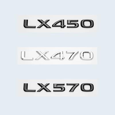 3D chrom lesklá černá ABS Písmena Číslo LX450 LX470 LM570 Emblém pro logo kufru auta Nálepka s logem