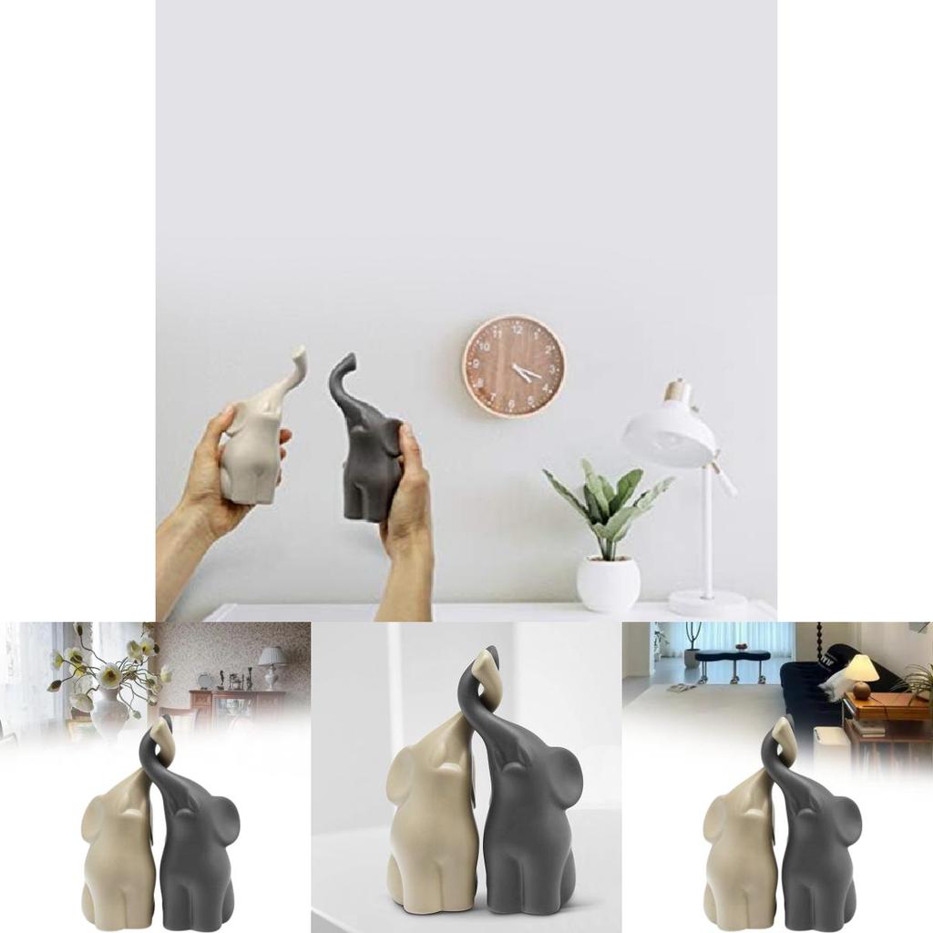 Elephants Handcrafted Ceramic Animal Sculpture With Creative Artistry For Party Decor