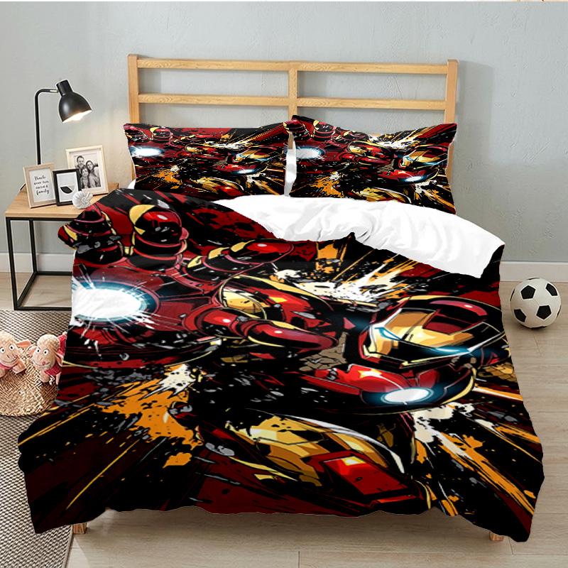 Iron In Action 3PCS Bedding set,Ideal for 1pc Duvet Cover And 2pcs Pillowcases Perfect for Fan gift,Ideal for Bedroom, Dormitory