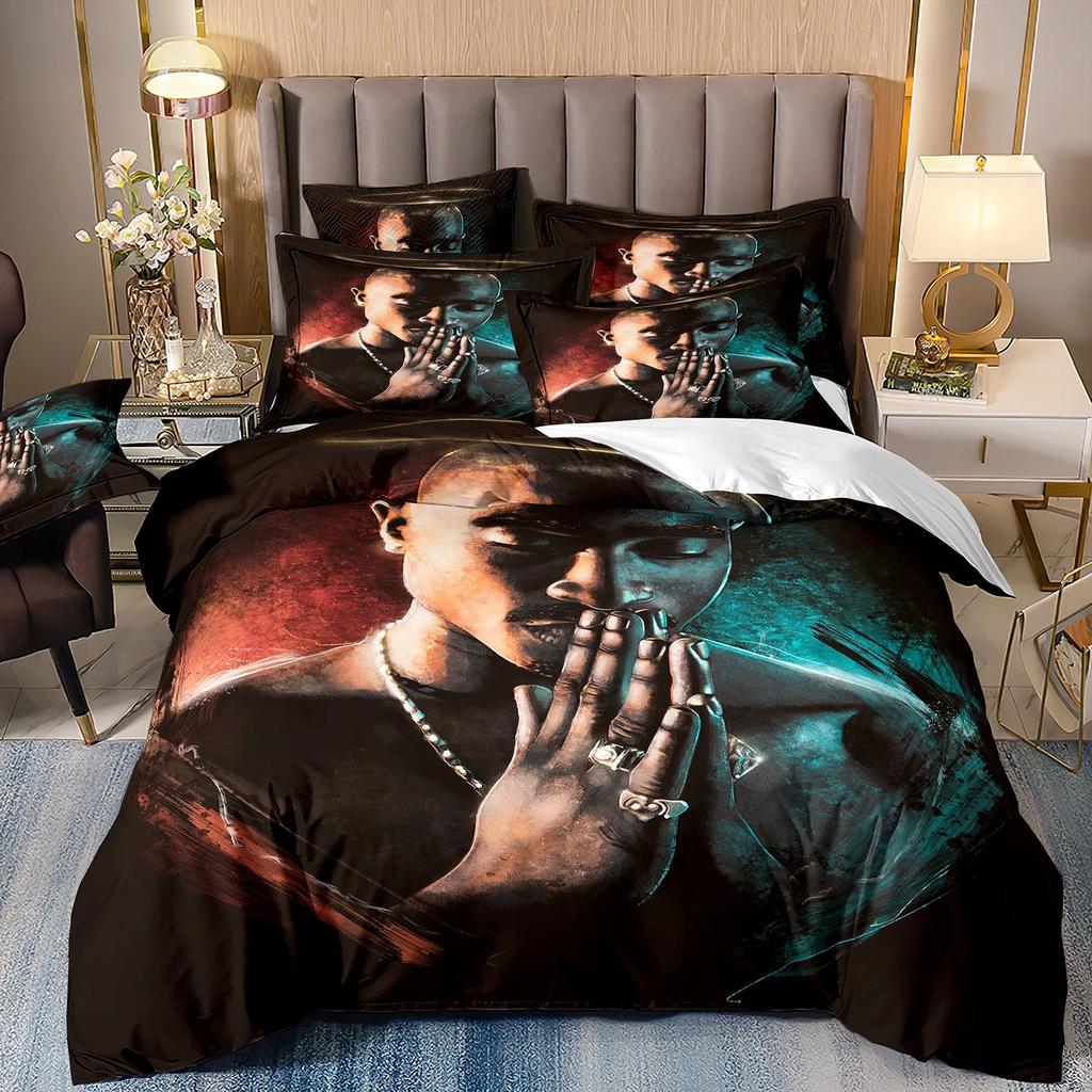 3D-DruckerRapper Tupac 2Pac Bettwäsche-Sets Bettbezug Kissenbezug Erwachsene Junge Mädchen Schlafzimmerdekoration Kinder Einzel-Doppelgröße Geschenk