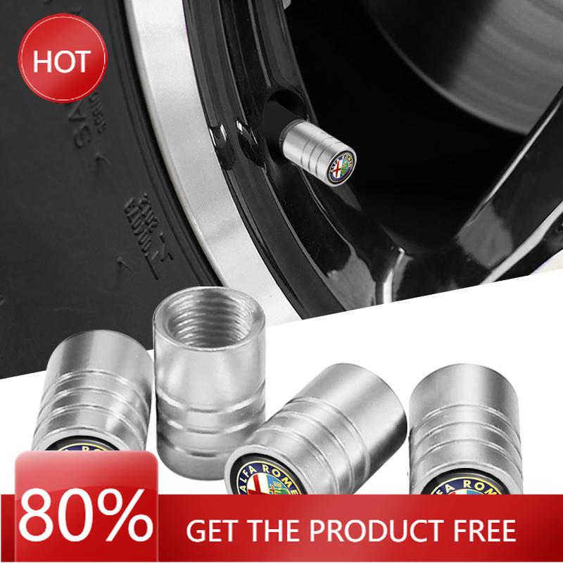 Hub Caps 4Pcs Metal Car Wheel Tire Valve Caps Stem Covers Accessories For Alfa Romeo 4C 159 Spider Giulia Giulietta 166 Mito AutGQ7