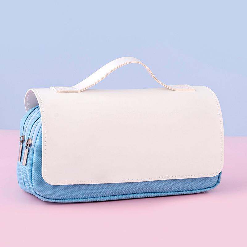 

Cartoon portable pencil case stationery bag creative astronaut space theme pencil case large capacity double-layer stationery case