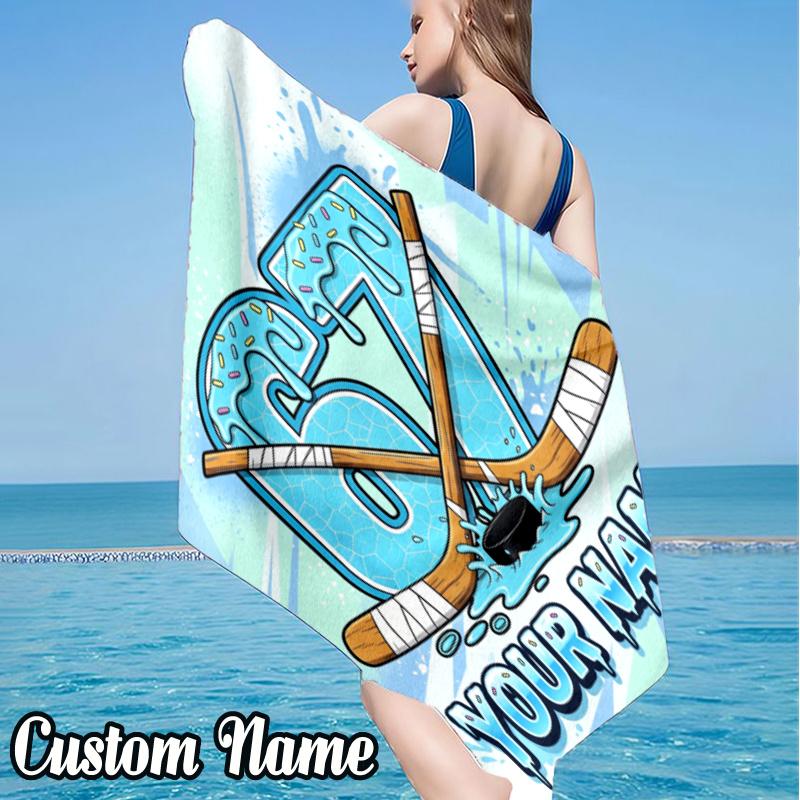 Custom Name Game Number 67 Beach Towel - Soft, Ultra-Absorbent Microfiber, Lightweight, Perfect for Beach, Parties, Travel, Camping