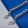 925 Sterling Silver 8-inch Smooth Round Bead Bracelet, Fashionable Men's and Women's Party Wedding Jewelry Accessories