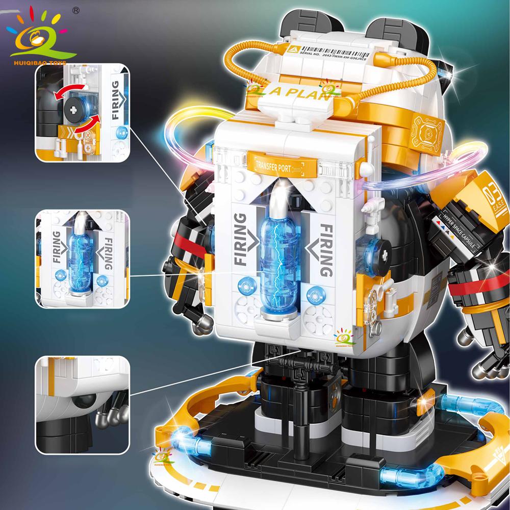 Non-Toxic Moc Space Panda Astronaut Figures Model Building Block Model Aerospace Man Diy Ornament Bricks Toy For Children Kids