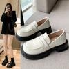 Thick-soled muffin spring new British style round head single shoes thick heel heightening small leather shoes