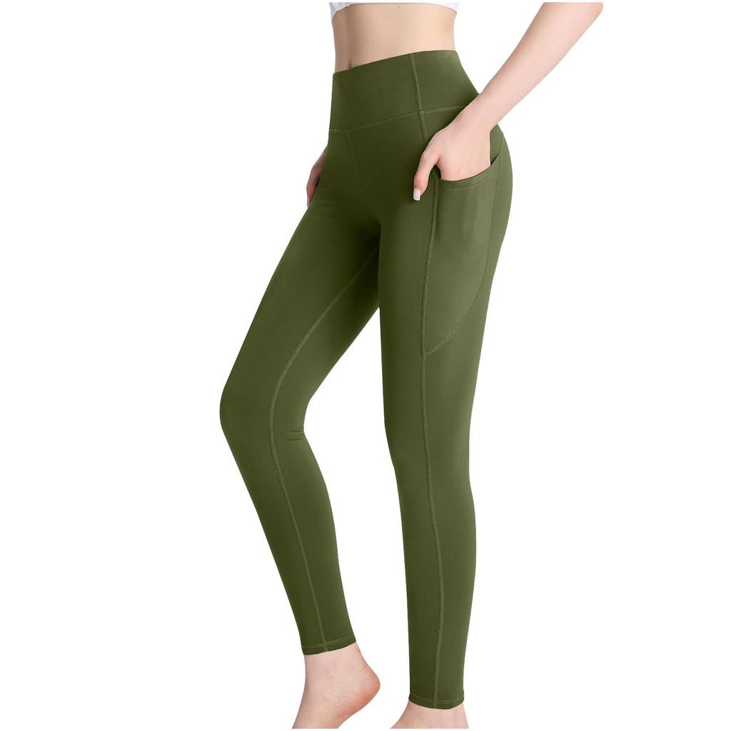 Women's -Lined High-Waist Compression Yoga Pants, Tummy-Control Leggings With Pockets, Warm Fitness Long Pants