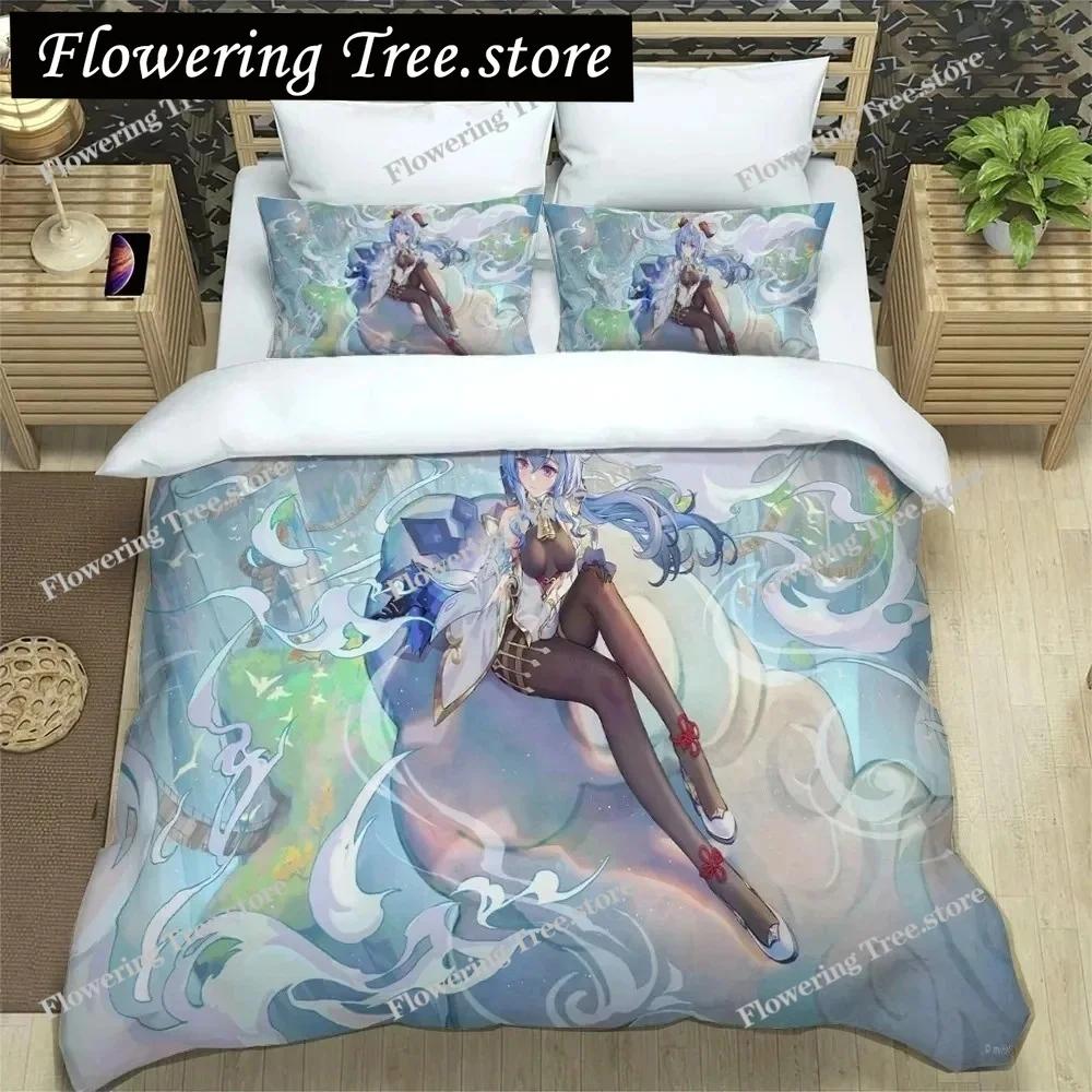 3D Anime Genshin Impact Bedding Set,Duvet Cover Comforter Bed Set Quilt Cover Pillowcase,King Queen Twin Size Boys Girls Adults