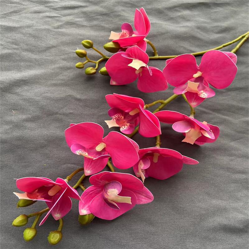 Latex Butterfly Orchid Flower 9 Heads Real Touch Artificial Mini Two Forks Phalaenopsis