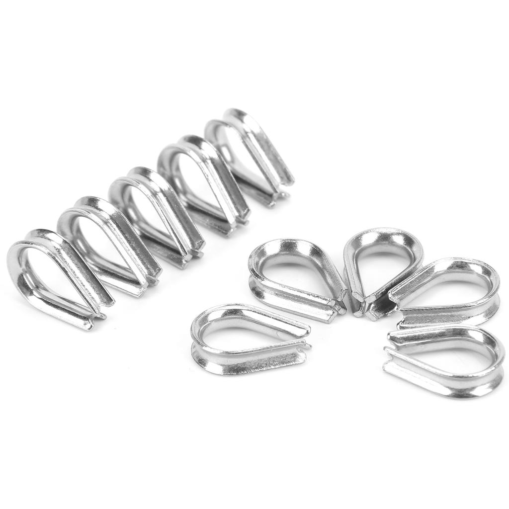 2MM Stainless Steel Boat Wire Rope Clamps Metal Cable Protective Ring Thimbles Clamps