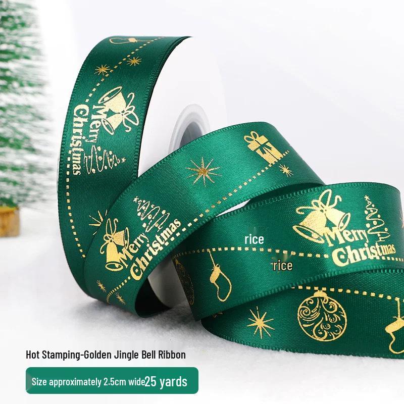 

Сатиновая лента для рождественской елки 2,5 см для изготовления бантов, цветов, подарочных коробок и упаковки для выпечки