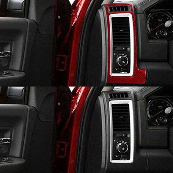 2x Bright Red Carbon Fiber Car Dashboard Side AC Vent Cover For Dodge RAM 09-12