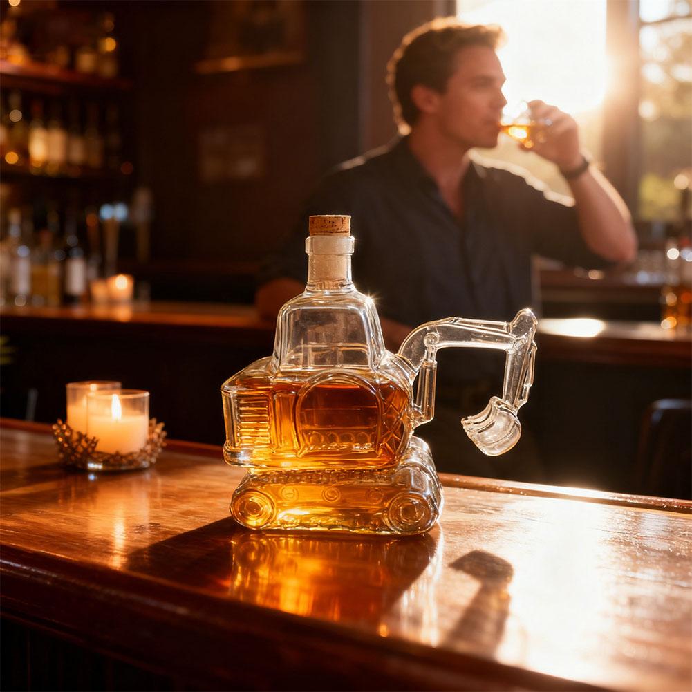 Bottiglia di Whiskey a forma di Escavatore Escavatore 3D Bottiglia di Whiskey Vino Novità Intagliata a Mano Vuota per Conservazione Vino Decorazione Artigianale