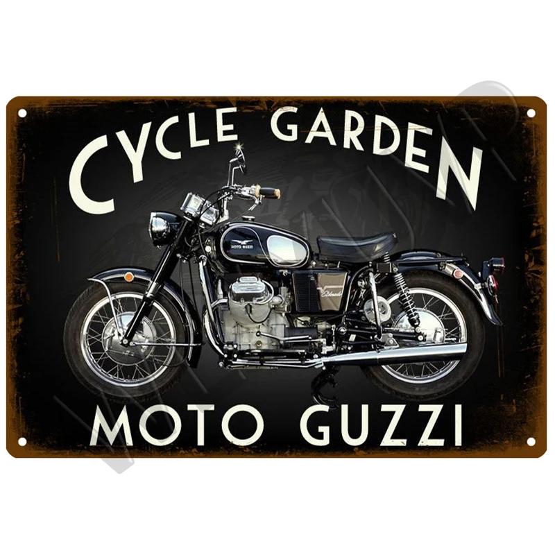 Moto Guzzi Old Man Plaque Metal Vintage Tin Sign Shabby Chic Decor Metal Signs Vintage Bar Decoration Metal Poster Metal Plate