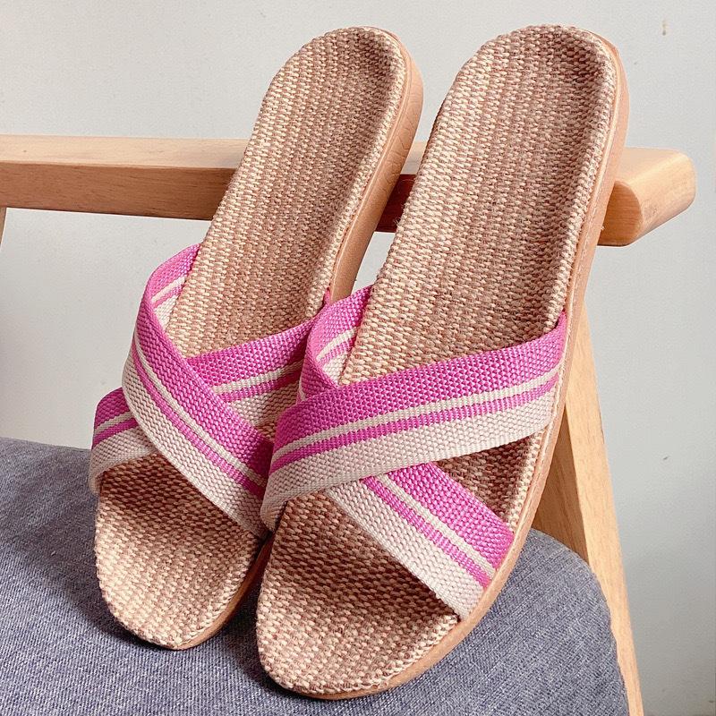 Summer linen slippers women's home couple home indoor non-slip soft bottom household cotton and linen cool slippers men