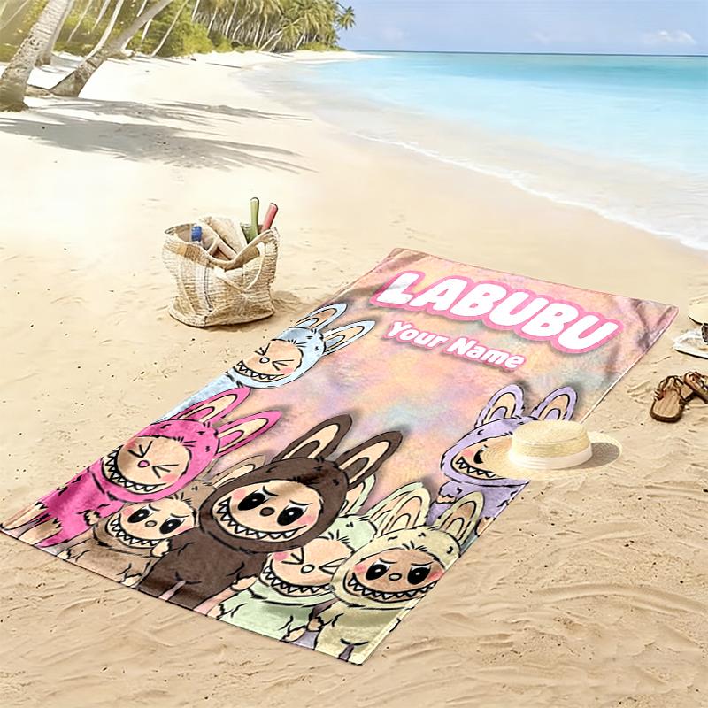 Custom NameCartoon Characters Beach Towel Soft Microfiber Summer Towel Quick Dry Absorbent Towel for Beach Swimming Pool Travel