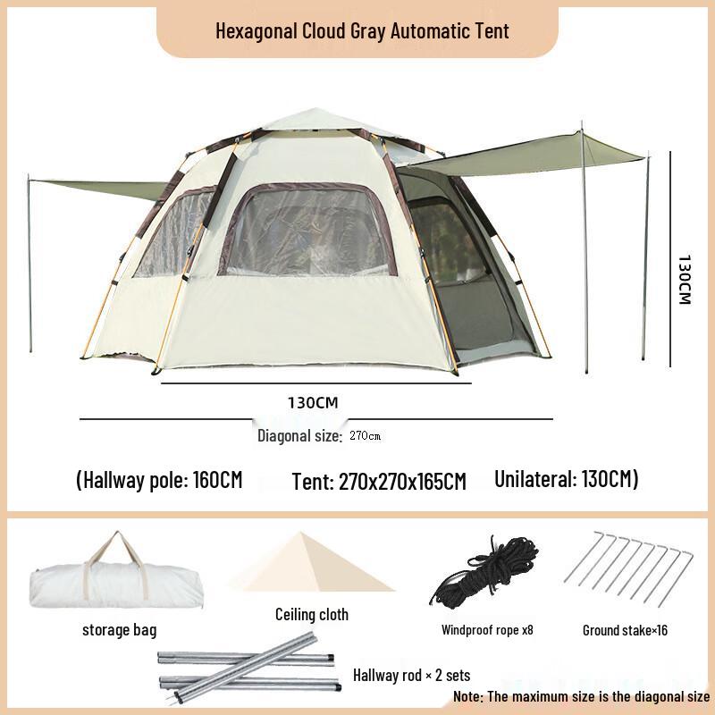 Yuzhan Hexagonal Automatic Pop-Up Camping Tent Large 5-8 Person