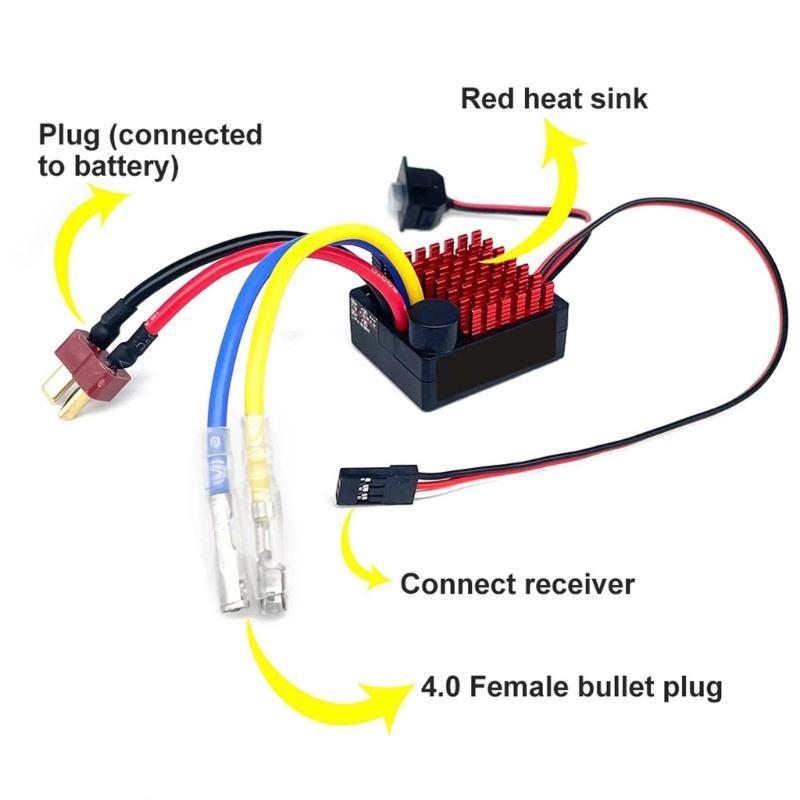 Waterproof 60A Brushed ESC For 1/10 Scale Crawlers Car With RTRs Plugs Play And LiPos Compatibility