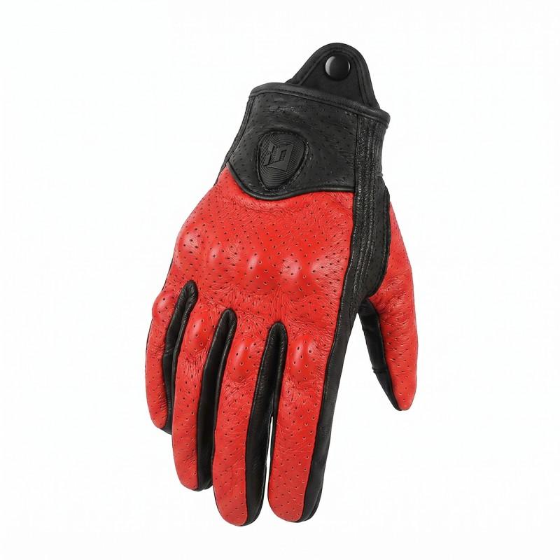 Men Women Leather Motorcycle Gloves Breathable Perforated Riding Touchscreen Compatible Anti-Slip