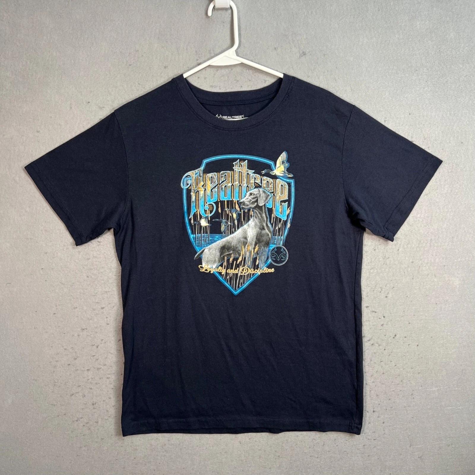 

Realtree Navy Blue Graphic T-Shirt Dog Design Loyalty & Discipline Medium M