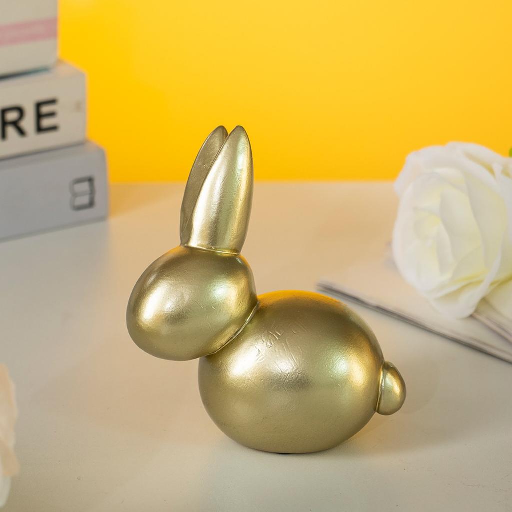 Pryskyřičná Soška Velikonočního Zajíčka Zářivě Zlatá, Stolní Domácí Dekorace, Dárek