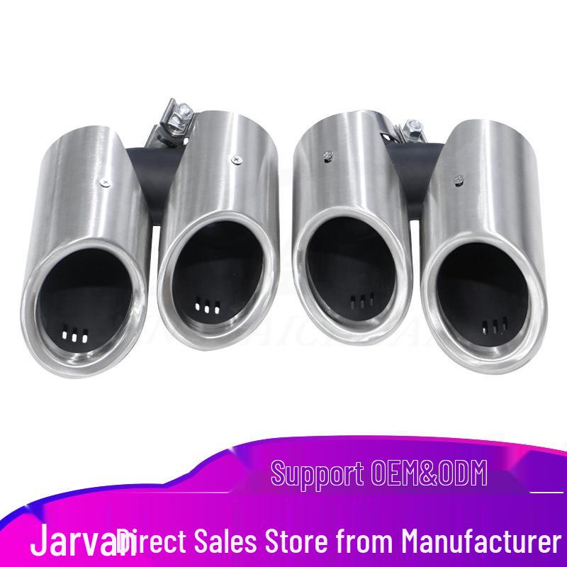 

Brushed Silver Stainless Steel Quad Exhaust Tailpipe for 2019-2020 Porsche Macan Modified Exhaust Pipe