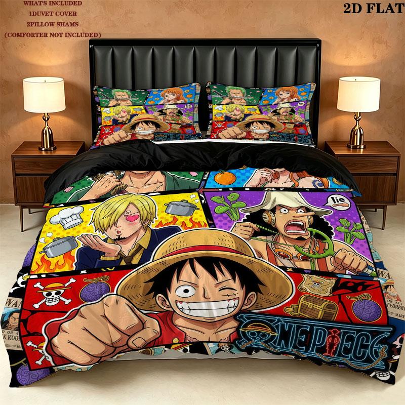 Juego de Colcha con Estampado de Una Pieza Funda de Colcha Funda de Almohada Regalo de Cumpleaños para el Hogar(1 * funda nórdica + 2 * fundas de almohada, sin núcleo)
