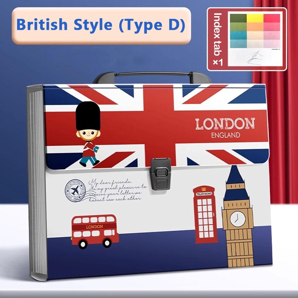 High Quality 13 Layer Expanding Folder Large Capacity British Style A4 File Bag Portable Data Sorting Folder Student Use