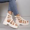 Fashion Wedges Gladiator Sandals Women Black White Cow Leather Platform Pumps Female High Top High Heel Fashion Sneakers Casual Shoes