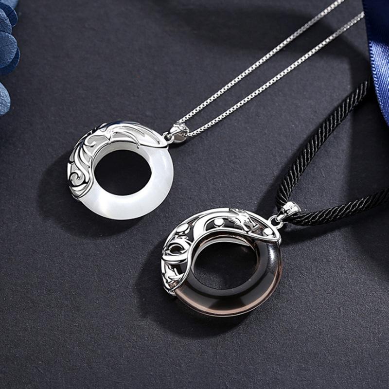 Drache Phönix Partnerkette für Männer und Frauen: Ein Paar Mode Hip Hop Obsidian Katzenaugenstein Anhänger Kette