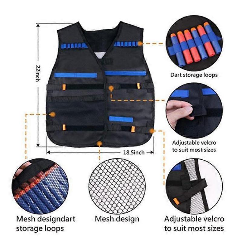 Kids Tactical Vest, Adjustable Tactical Vest Jacket Kit for Nerf Toy Gun N-Strike Elite Series