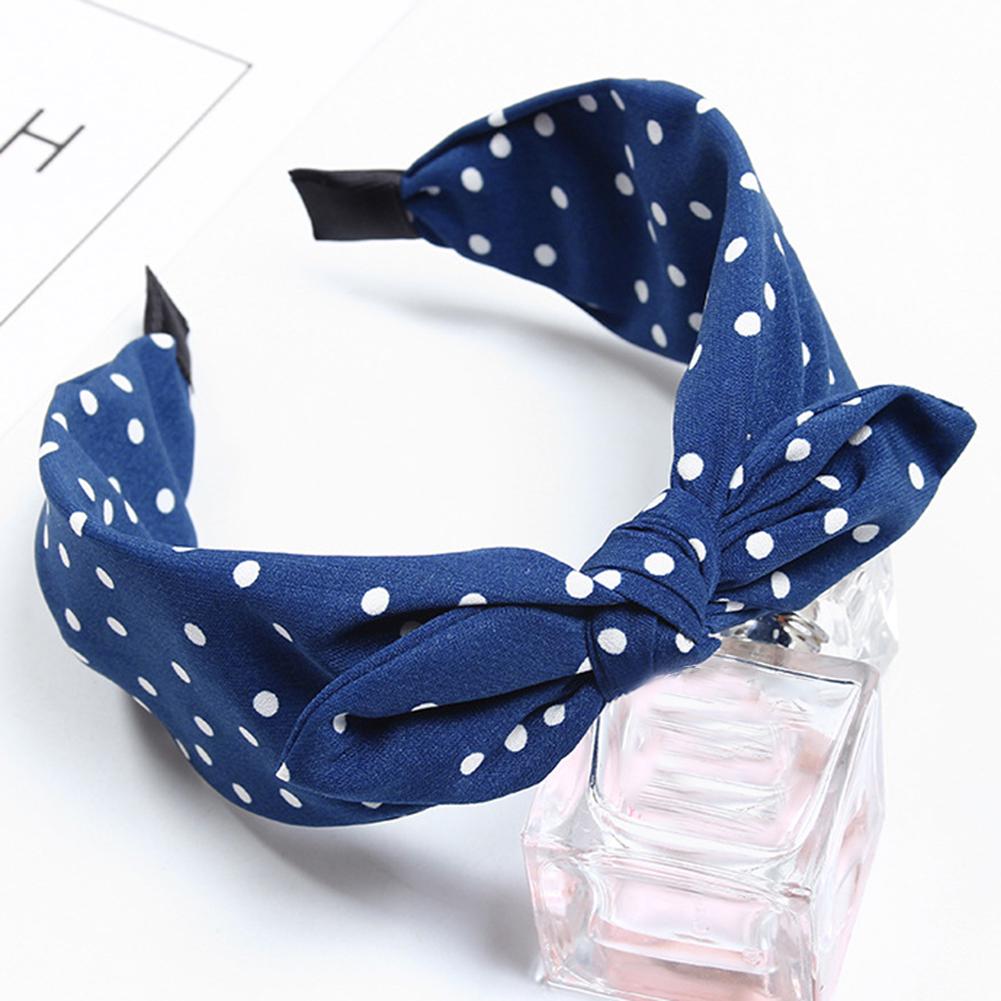 Sweet Polka Dot Print Bowknot Hair Hoop Women Wide Band Cloth Headband Headwrap Hair Decor