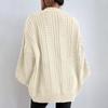 Women's Fashion Loose Cable-knitted Long Sleeve Cardigan Jacket