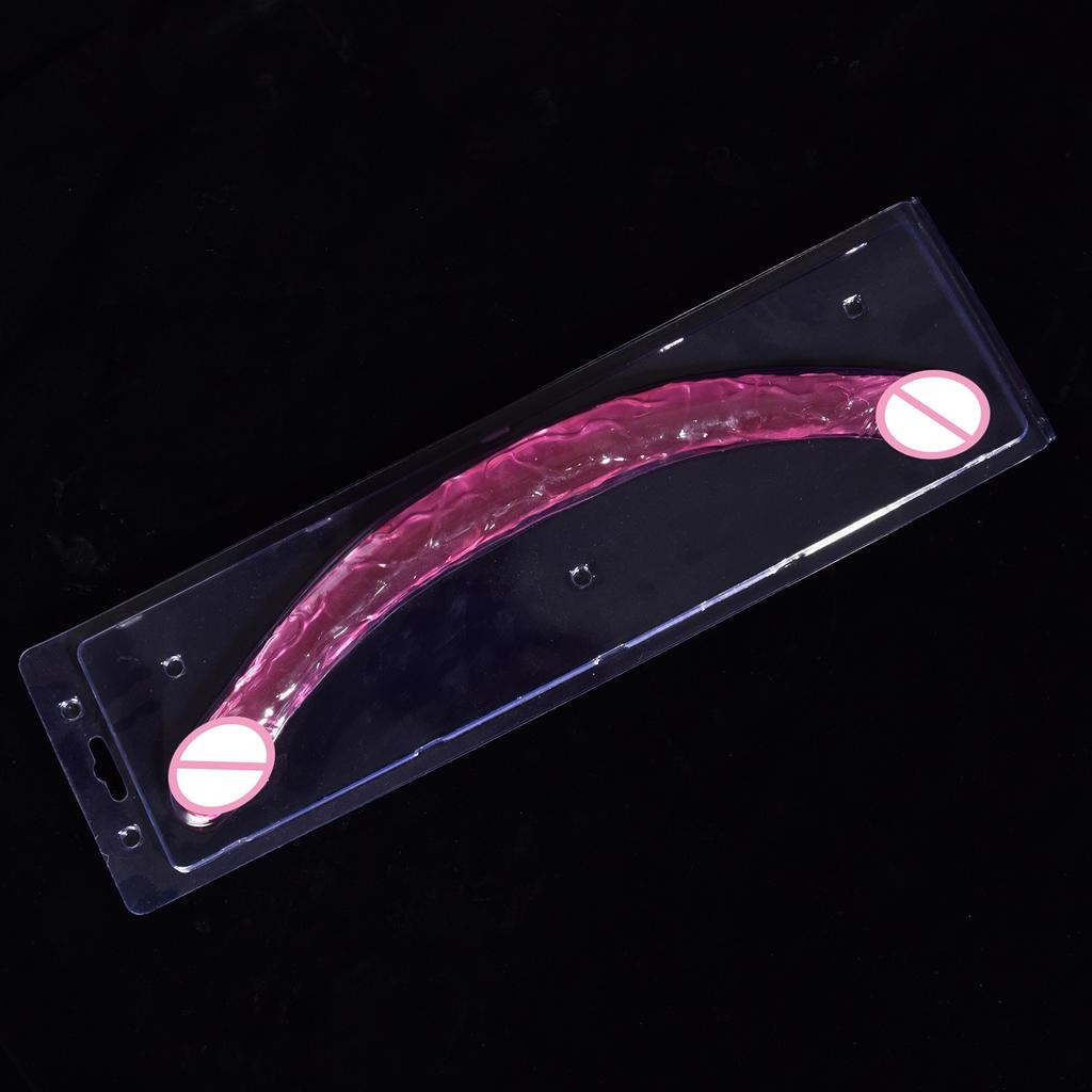 Double-Headed Dragon Penis Butt Plug Lengthened Transparent Female Tonglala Crystal Penis Simulation Masturbation Stick Device Adult Sex Product