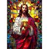 Jesus Christ Stained Glass Canvas Prints  Religious Abstract Pop Art Mosaic Wall Decor for Home Spiritual Portrait Poster for Li