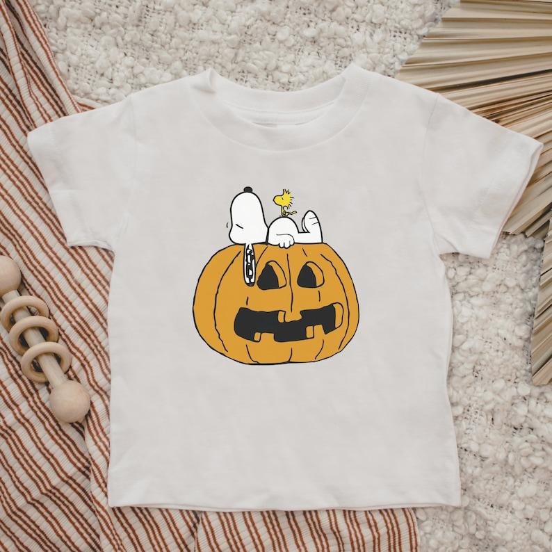 Snoopy Woodstock pumpkin tshirt - Halloween Toddler Short Sleeve Tee 100