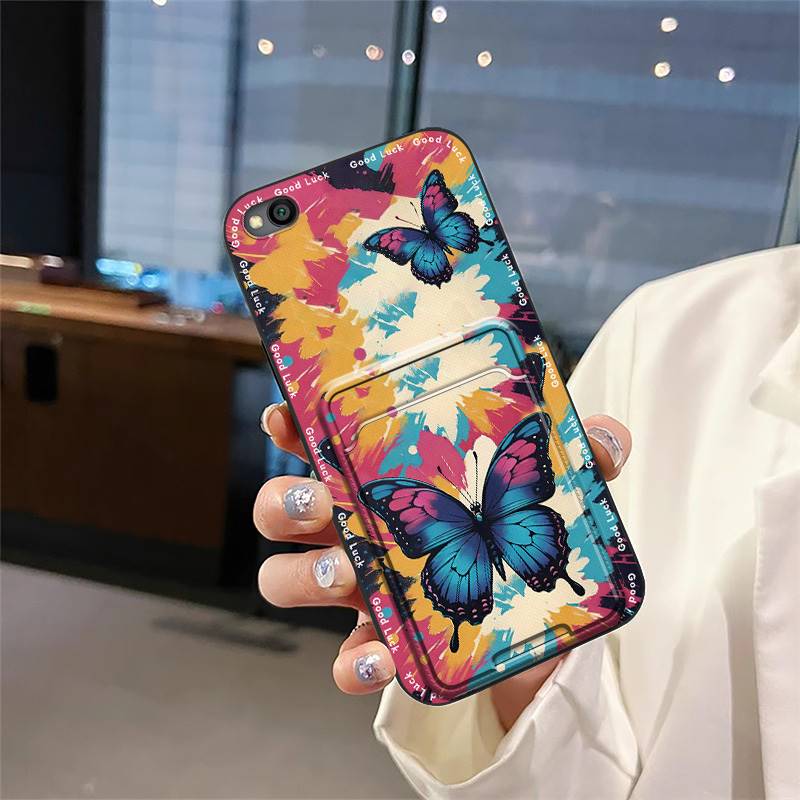 Dirt-resistant Soft case Phone Case For Xiaomi Redmi GO Card slot protective TPU Card bag Full wrap Fashion Design Cover
