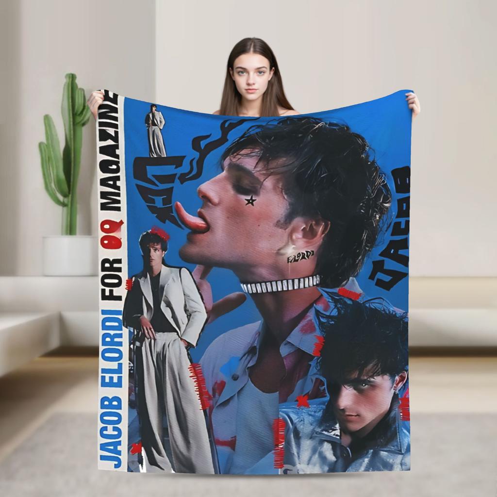 Jacob Elordi Schauspieler Porträt Decke Picknick Flanell Bettwäsche Überwürfe Für Heimdekoration Weich Warm Design Qualität Tagesdecke Geschenkidee
