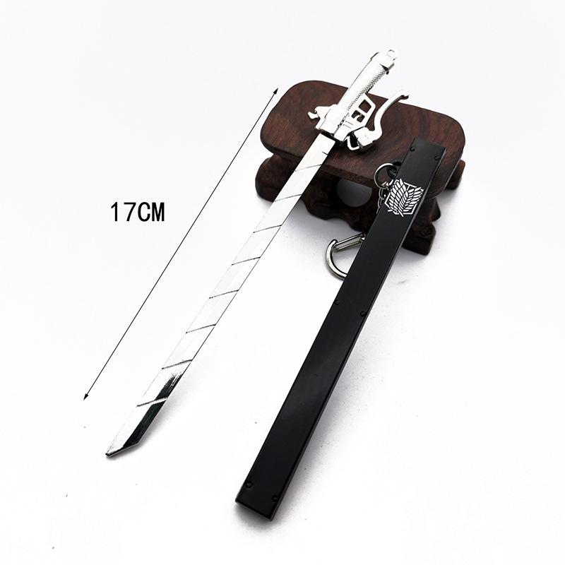

Attack on Titan Eren & Mikasa Sword Metal Keychain Pendant - Wings of Freedom Design with Sheath