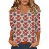 Women's Casual Fashionable Sexy Comfortable V-Neck Christmas Three-Quarter Sleeve Top