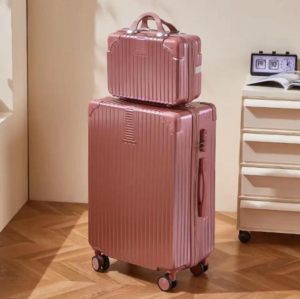 Lightweight 24-Inch Leather Suitcase: Stylish and Spacious Travel Trolley for Female Students