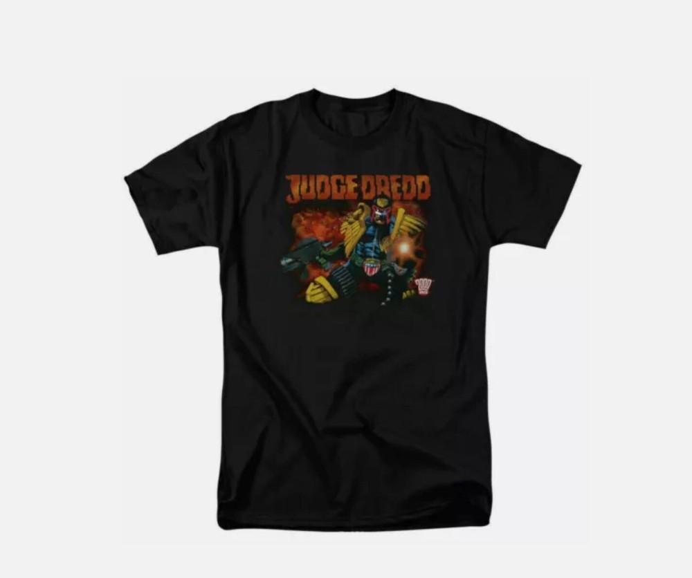 Judge Dredd Through Fire T Shirt Licensed Comic Book Tee Black
